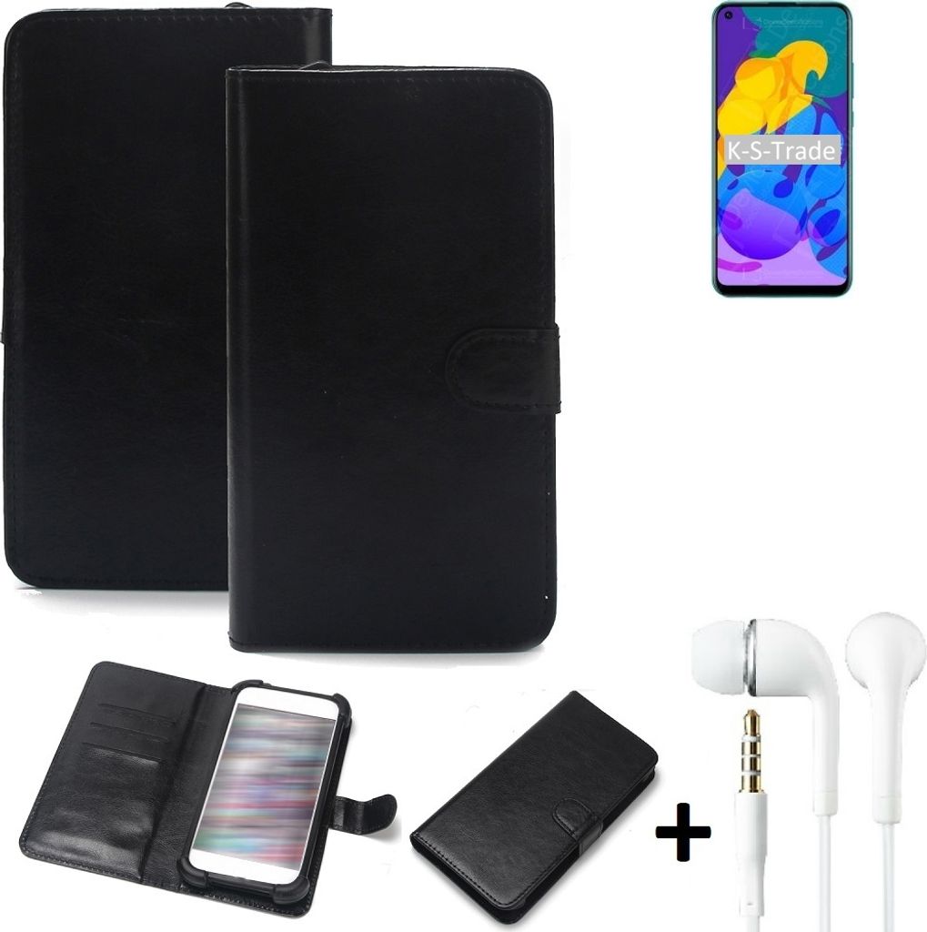 K-S-Trade Wallet Case Handyhülle kompatibel mit Huawei Honor Play 4T Schutzhülle Flip cover Flipstyle Tasche Hülle Flipcover Slim Bumper schwarz +
