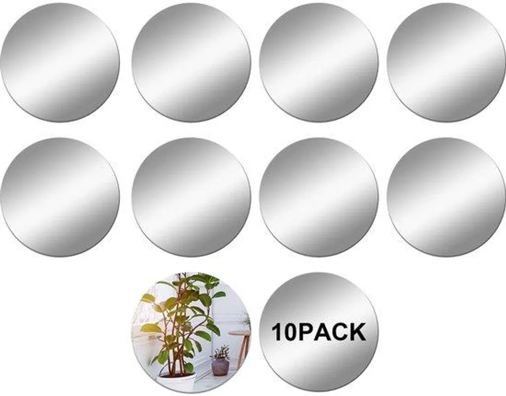 Miroir adhésif rond en acrylique 15 cm - Lot de 10 éléments décoratifs
