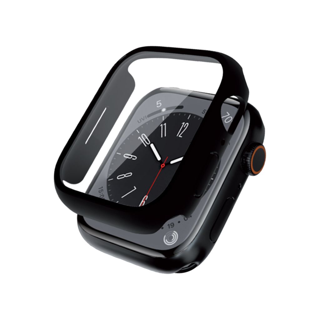 Crong Hybrid Apple Watch Hülle 45mm - Schwarz mit Glas