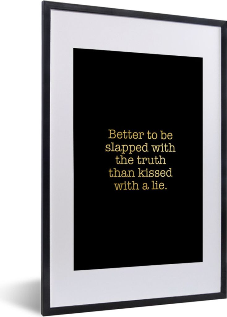 MuchoWow Gerahmtes Poster Wahrheit - Schwarz und Gold - Zitate 40x60 cm - Poster mit Schwarzem Bilderrahmen Wandposter Rahmen Foto Bilder - Poste...