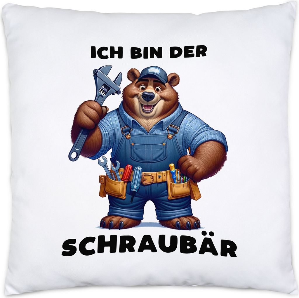Ich bin der Schraubär Bär Handwerker Kissen Inkl. Füllung Produktbild 