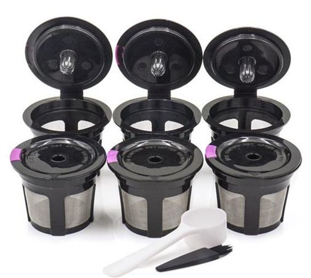 6 herbruikbare Kaffeebeutel, Kaffeefilter - nachfüllbare Kaffeebeutel Geeignet für Keurig 2.0 und einige Ein-Kaffee-Espresso-Maschinen - schwarz
