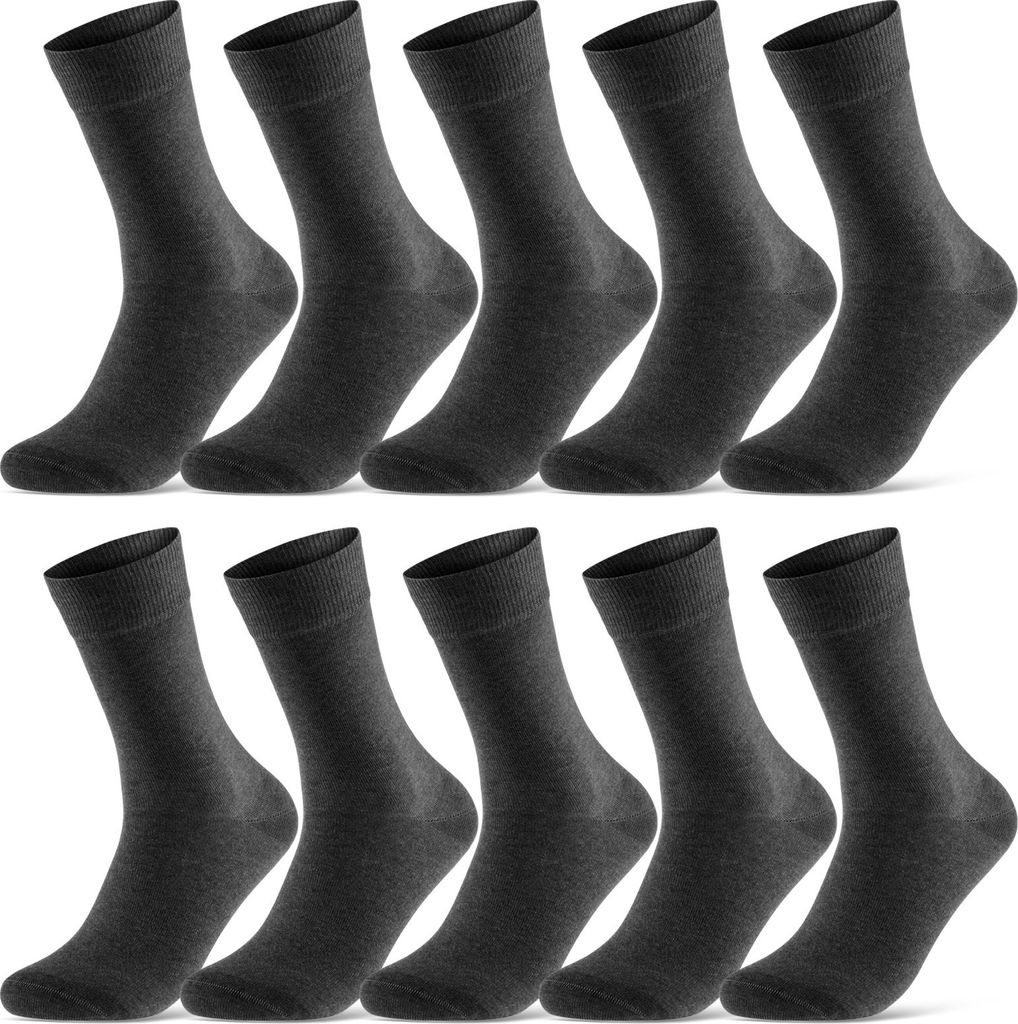 10 Paar Socken Herren & Damen Socken mit Komfortbund Business Socken Baumwolle (Basicline) - 70201T Grau 39-42