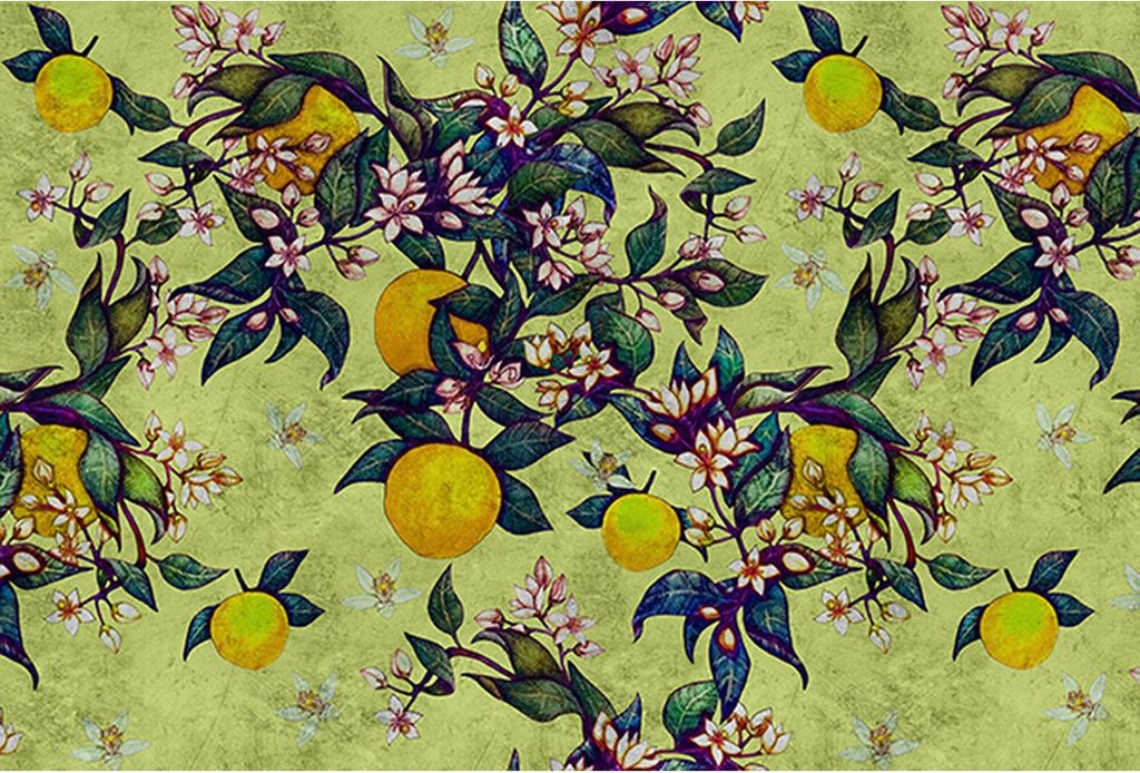 Tadessi Fototapete | Blumen | 4.00 m x 2.70 m | Grün | Gelb | Wandbild | Digitaldruck