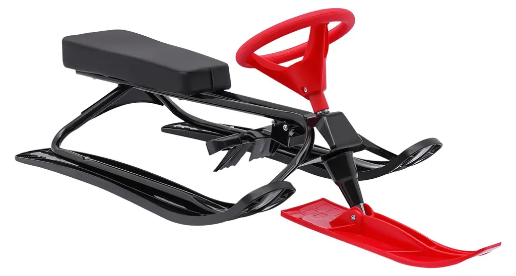 Luge de glisse familiale pour pistes de luge et jardin noir et rouge