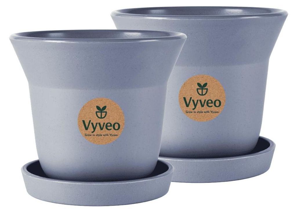 Vyveo - Blumentopf Aalta mit Untersetzer - 2er-Set - Dunkelgrau - 13x11