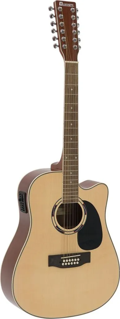 Guitare acoustique 12 cordes folk DIMAVERY DR-612 dreadnought naturel