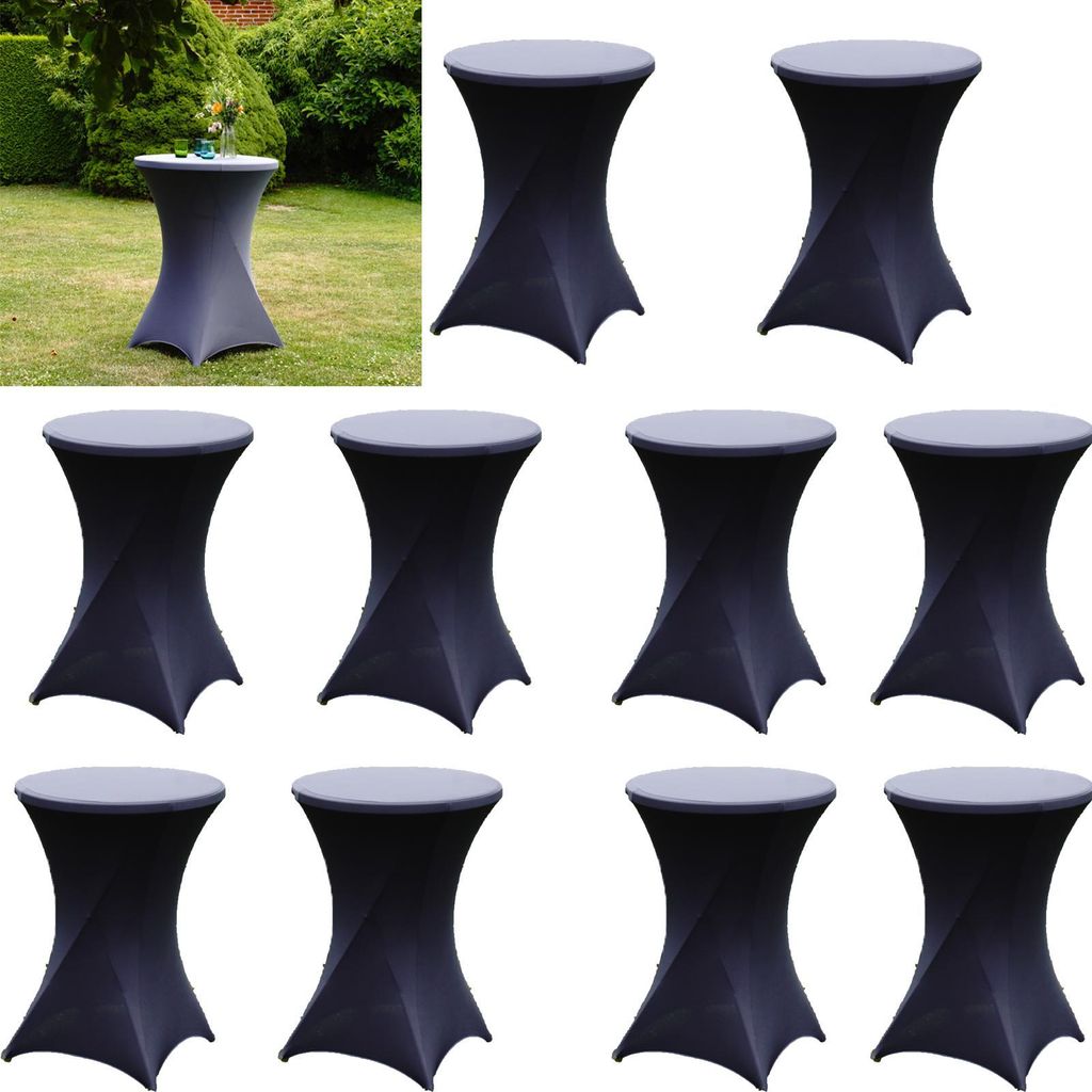 10er Set Stehtischhusse Stretch anthrazit Partytisch Bistrotisch 80cm