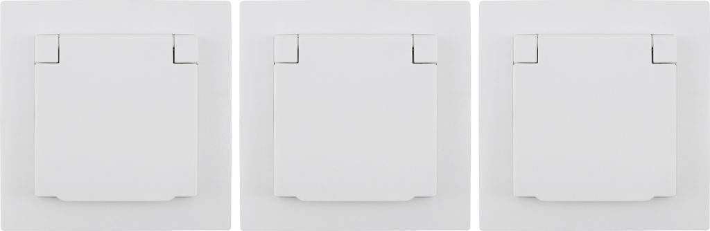 3er-Pack Schutzkontakt-Steckdose McPower "Flair", 250V/16A, UP, Klappdeckel, IP44, weiß, matt