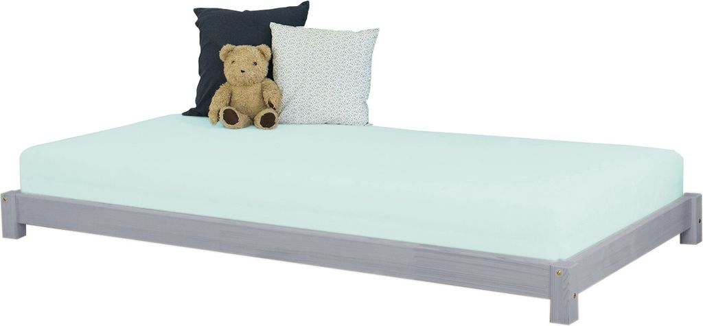 Children's Wooden Single Bed TEENY - Grey - 120 x 200 cm