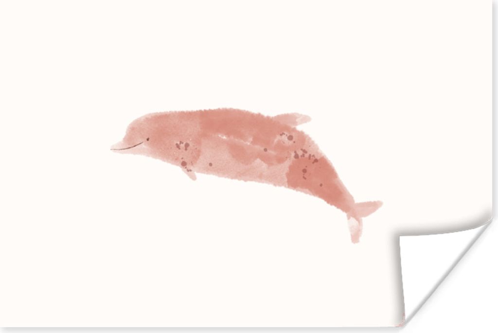 MuchoWow Poster Delfin - Tiere - Meer - Aquarell 120x80 cm - Bilder