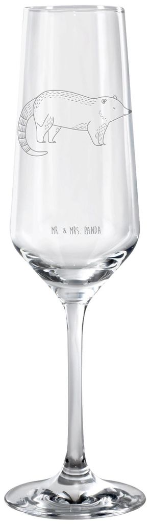 Mr. & Mrs. Panda Glas Nasenbär - Transparent - Geschenk, Champagnerglas, graviertes sektglas, Rüsselbär, graviert, Bär, Tiermotive, Flute, Nase...