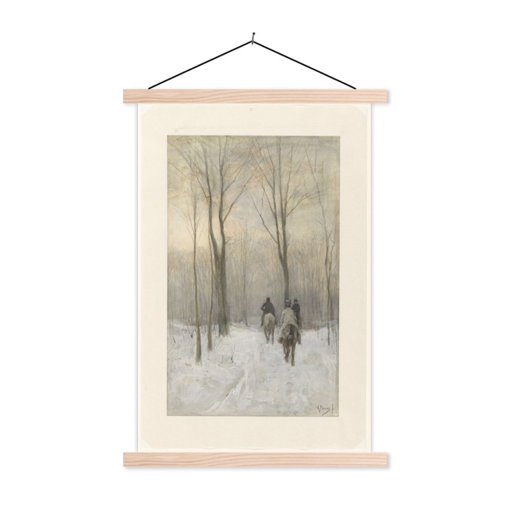 MuchoWow Textilposter Reiter im Schnee im Haagse Bos - Gemälde von Anton Mauve 40x60 cm mit holzfarbenen Rahmen - Poster