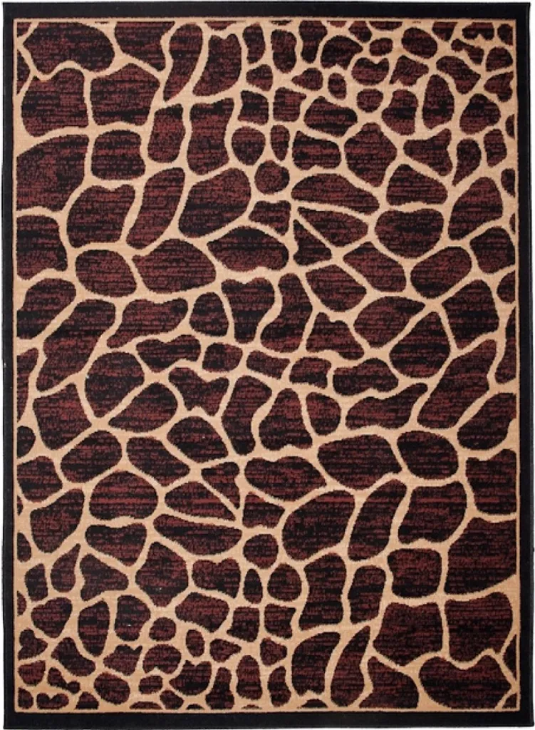 Tapis de salon design girafe Atlas marron beige Ökotex 80x150 cm
