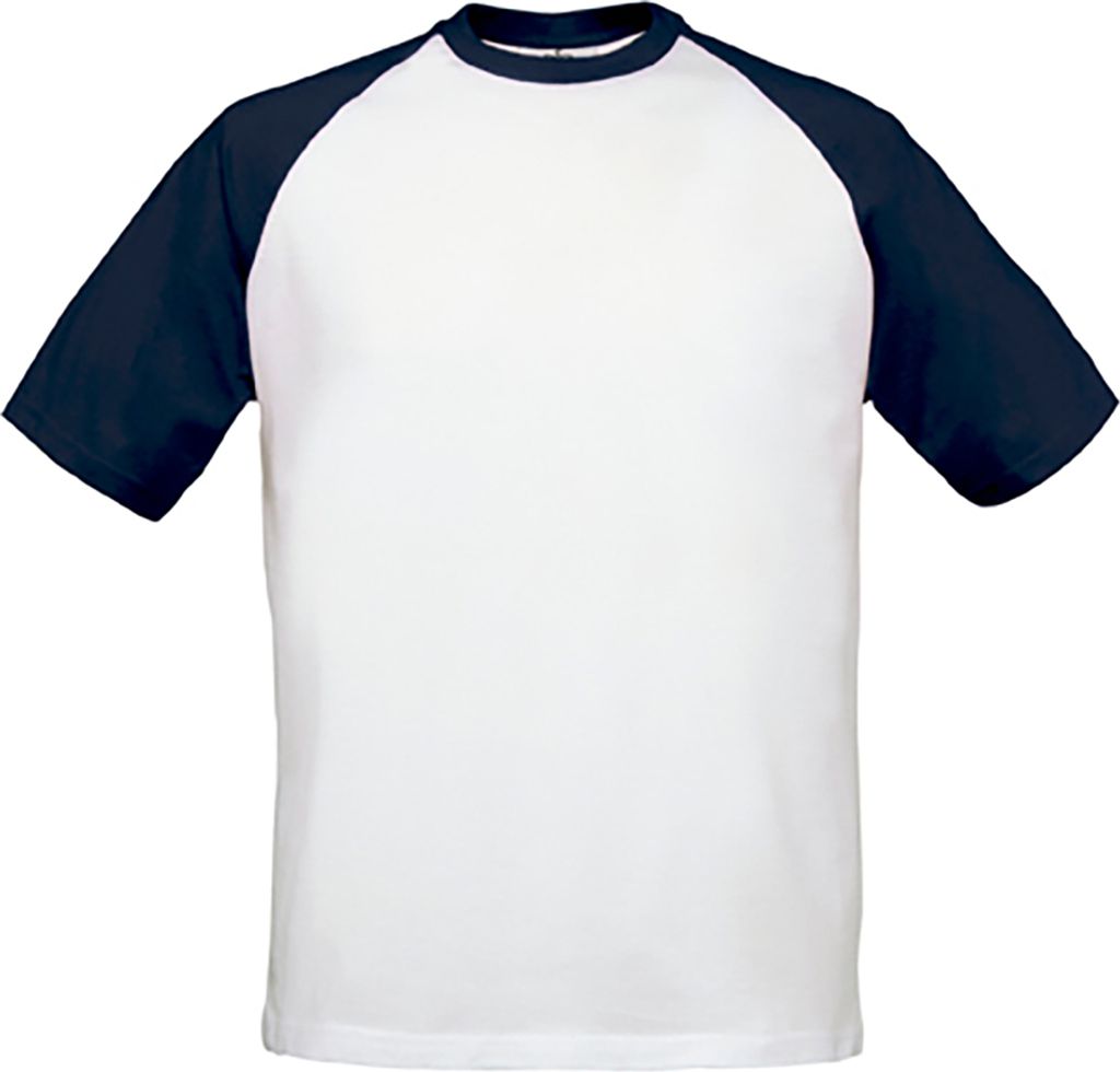 B&C TU020 | Base-Ball Herren T-Shirt - Farbe: White/Navy - Produktbild 