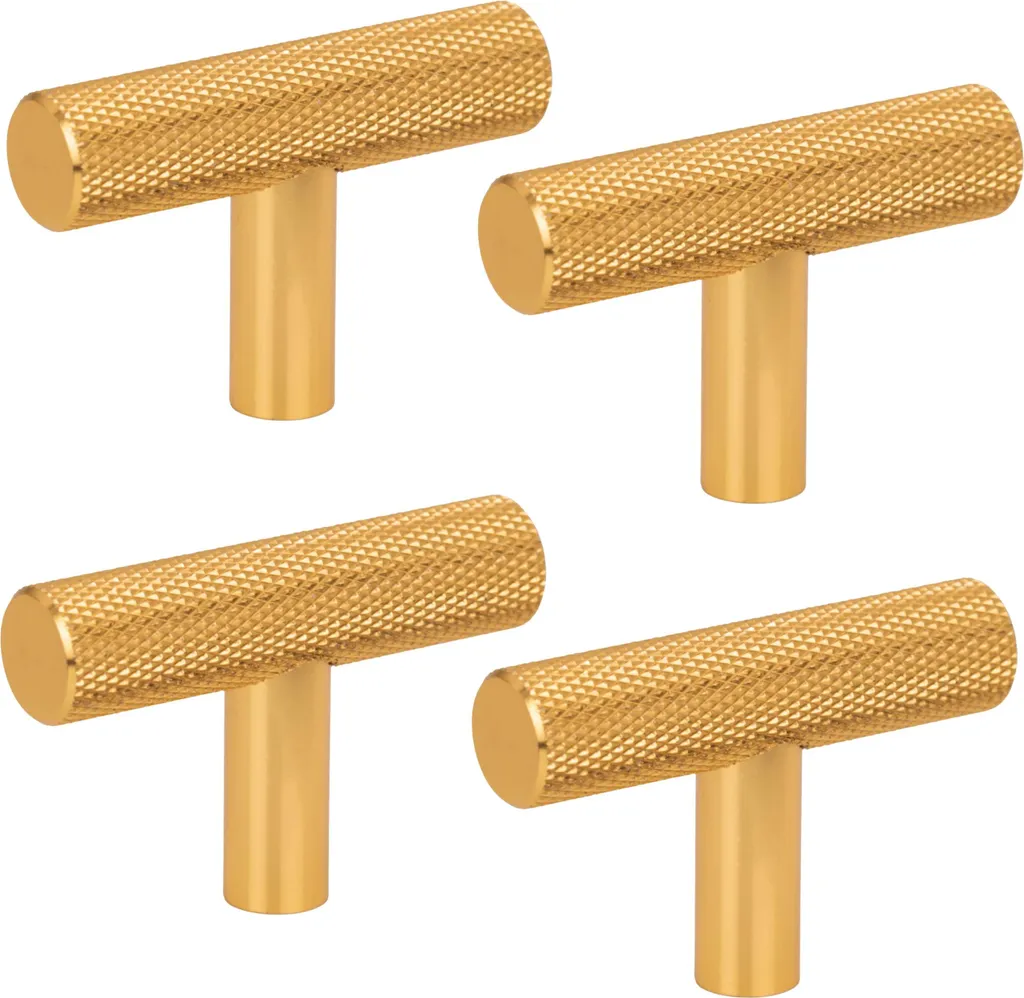 Set de 4 boutons de meuble Bellezza noir mat cannelés en aluminium