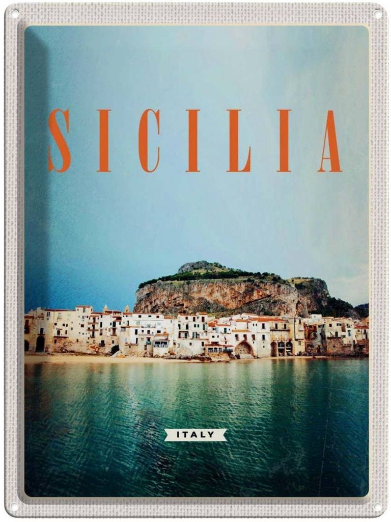 vianmo Blechschild 40x30 cm Sizilien Strand Europa Urlaubsort Bildmotiv Reisemotiv Abenteuer Reisen Urlaub