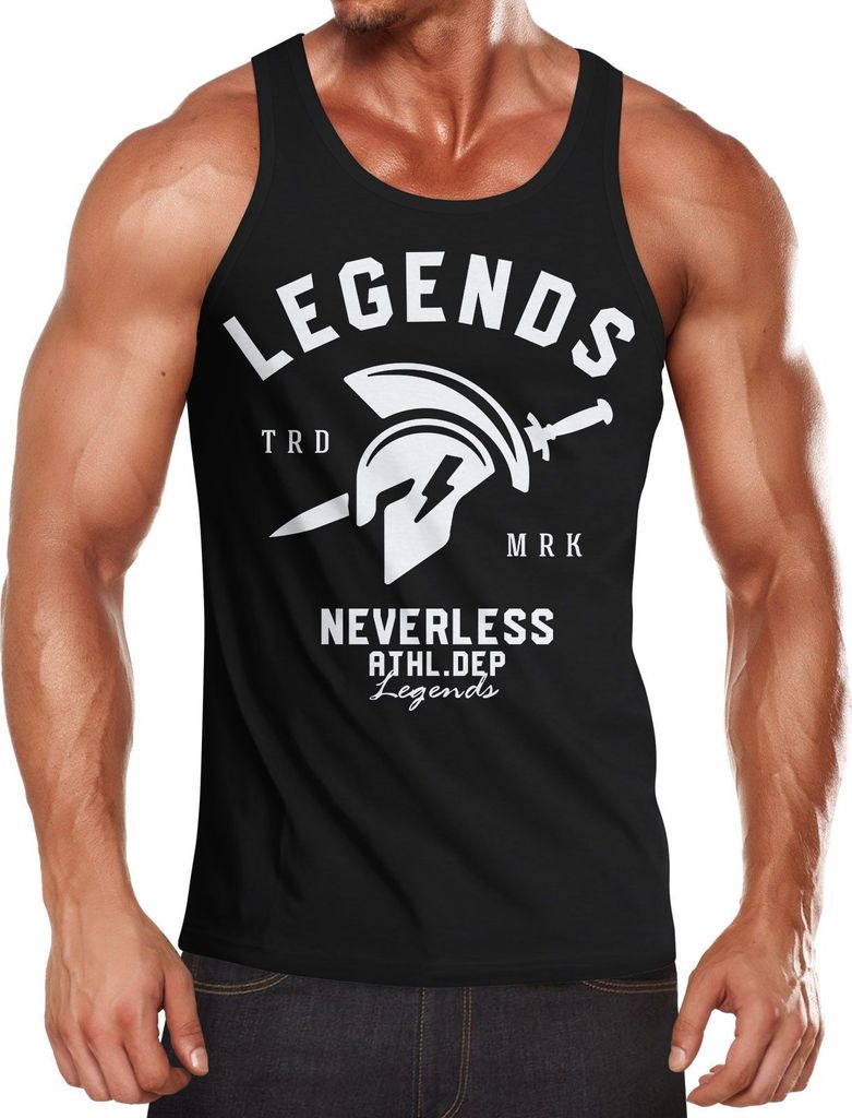 Cooles Herren Tank-Top Gladiator Sparta Gym Athletics Sport Fitness Muskelshirt Muscle Shirt Neverless schwarz L