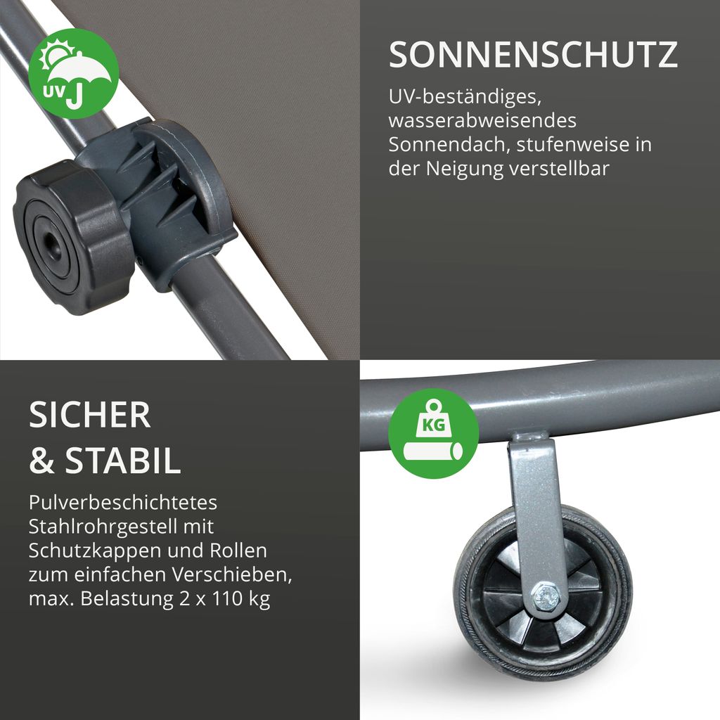Leco Luxus Doppelliege Dach Kissen 2x2m Garten Liege Produktbild 4