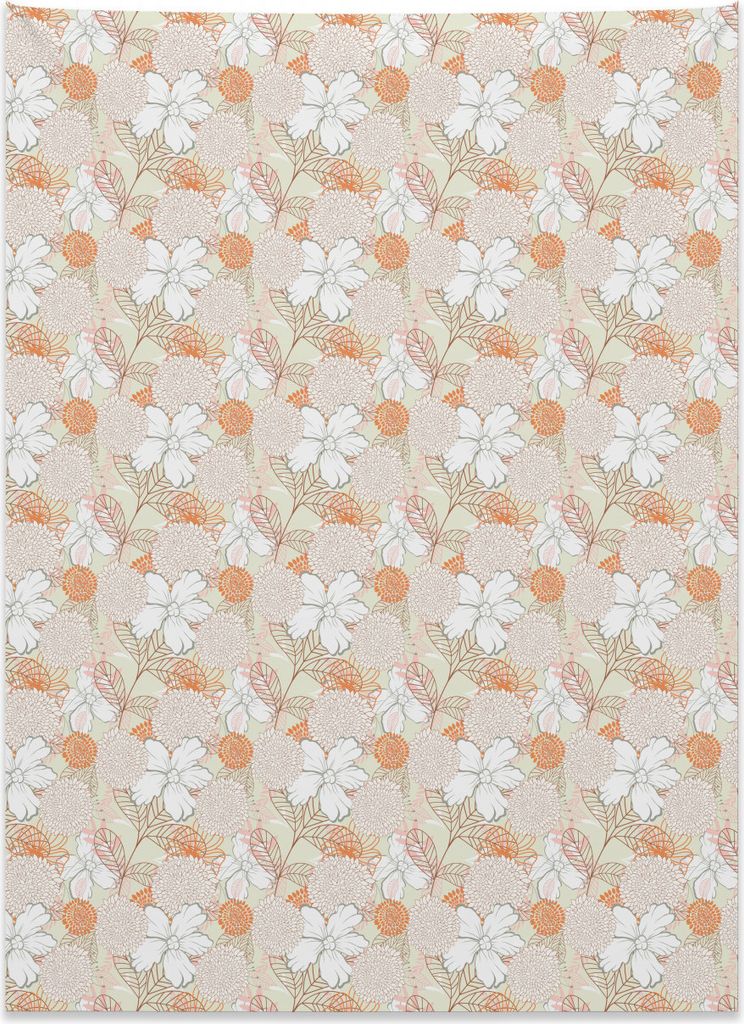 Abakuhaus Blumen Wandteppich, Pastell Retro botanische aus Weiches Mikrofaser Stoff Kein Verblassen Klare Farben Waschbar, 110 x 150 cm, Mehrfarbig