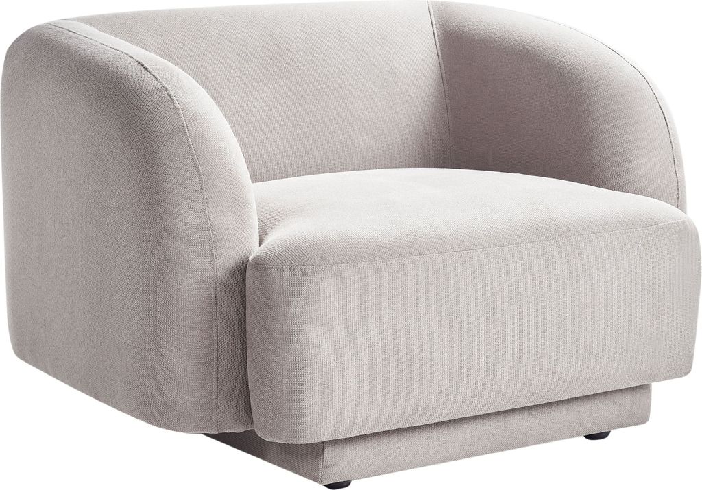 BELIANI Sessel Hellgrau aus Stoff mit Armlehnen Geschwungene Form Modernes Design Art Deco Glamour Retro Stil Polstersessel Stoffsessel