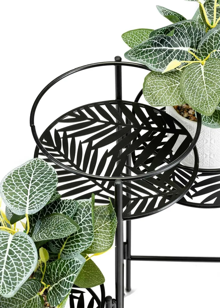 Porte-pot de fleurs en métal à 3 places - Support pliant gain de place - 7