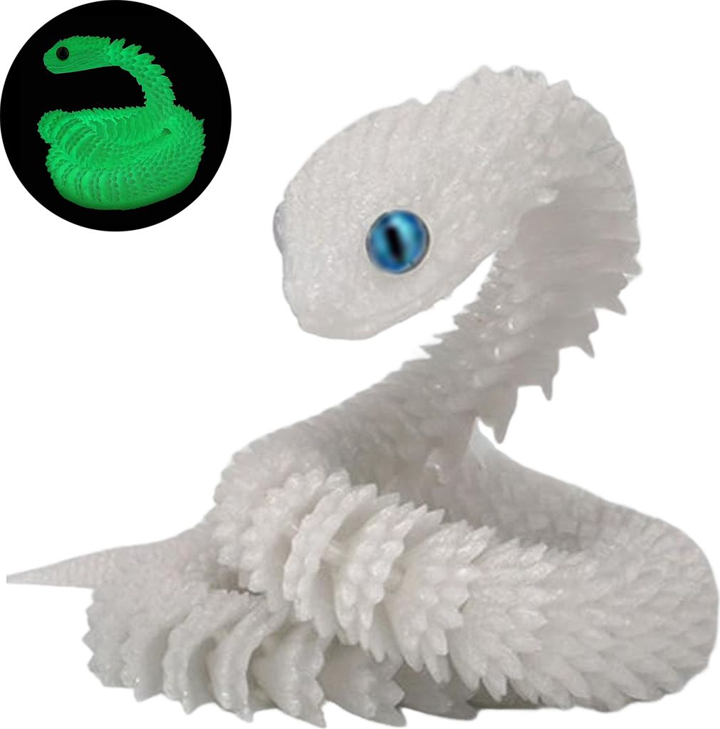 3D-Schlangen-Ornament, Tiermodell, realistisch aussehender Leuchteffekt, kreatives, lustiges 3D-gedrucktes Schlangenspielzeug mit flexiblen Gelenken