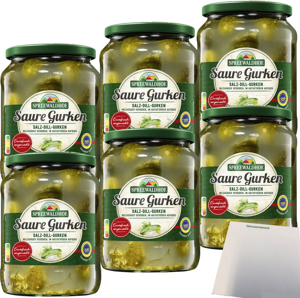 Spreewaldhof Salz-Dill-Gurken in naturtrüben Aufguss 6er Produktbild 