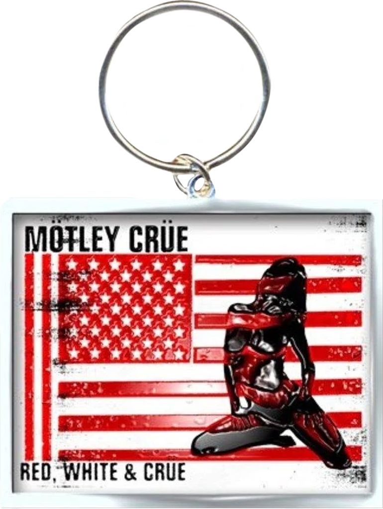 Motley Crue - "Red, White & Crue" Schlüsselanhänger Fotoausdruck RO7777 (Einheitsgröße) (Rot/Weiß/Silber)