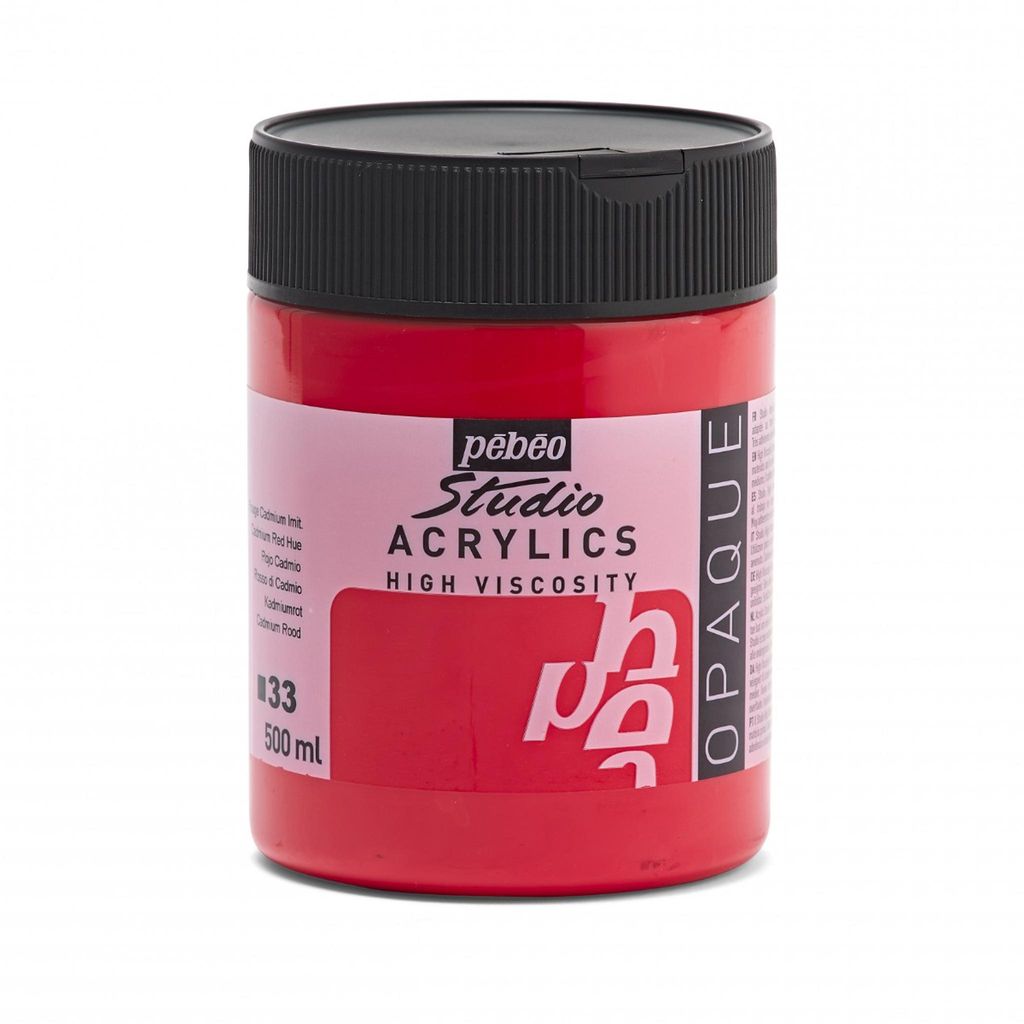 Pebeo Studio Acrylics 500 ml, 33 Cadmium Red Hue
