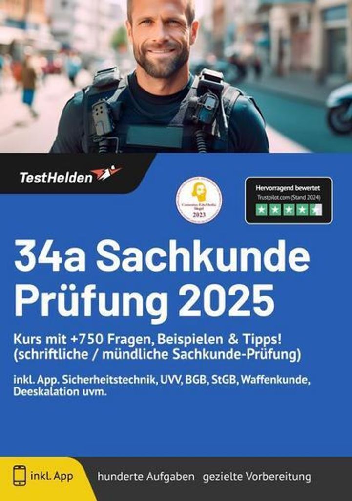34a Sachkunde Prüfung 2024 I Kurs mit +750 Fragen, Produktbild 