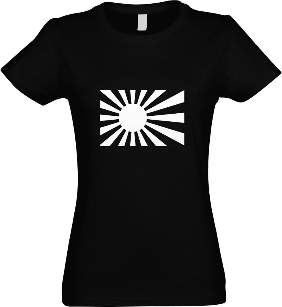 Kiwistar - T-Shirt tailliert - Damen - schwarz - Japan Kriegsfahne - mit Motiv Bedruckt - Funshirt Design - Sport - Freizeit - Damen - S