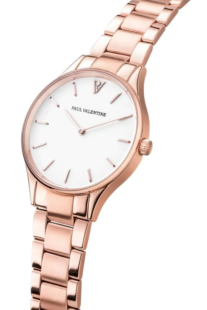 Montre-bracelet Elégante Femme en Or Rose et Cadran Noir Hermosa