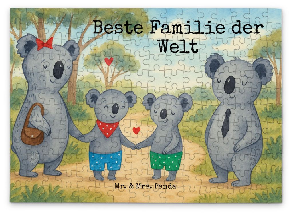 Mr. & Mrs. Panda Puzzle Koala Familie zwei Design 192 Teile - Weiß - Geschenk, 500, 1000, 1500, Muttertag, Koalabär, Legespiel, 2000