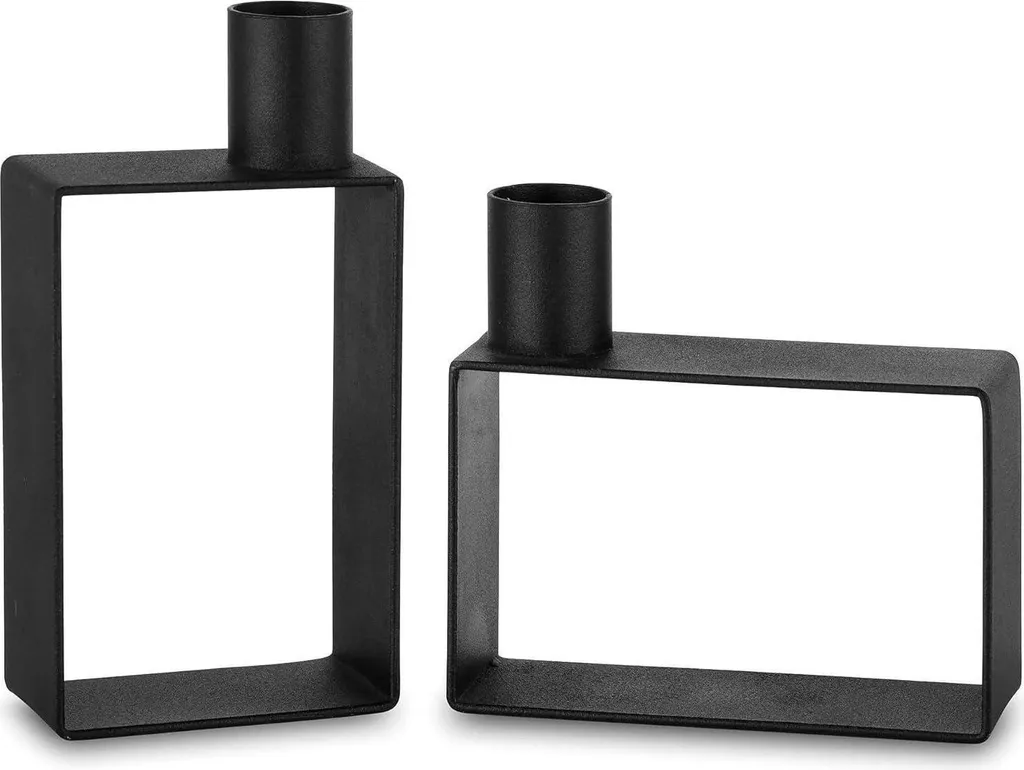 Set 2 Portacandele Romadedi Nero Metallo - Design Industrial