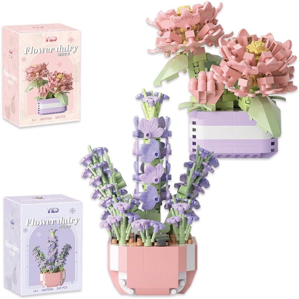 2er Mini Blumen Baukasten Dekoration für Zuhause und Büro