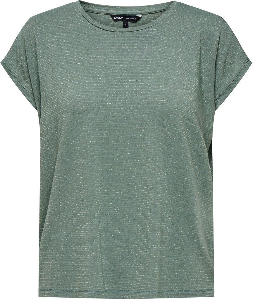 ONLY Modisches T-Shirt mit Glitzer Naht Rundhals Größe: L