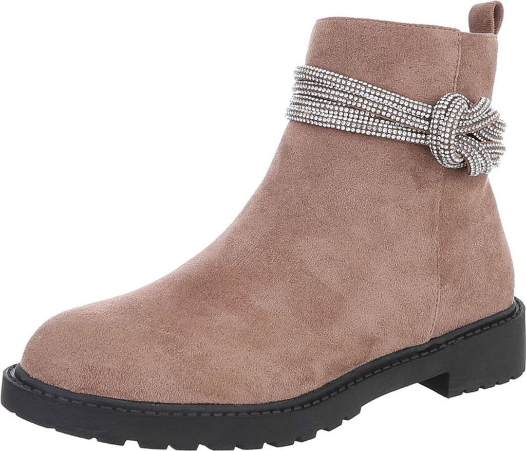 Ital-Design Damen Stiefeletten Leicht gefüttert Wildlederoptik Flache Stiefeletten 87108786 Hellbraun Gr. 38