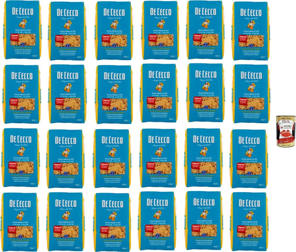 De Cecco Pasta Mista N°120 100% Italienisch Pasta Nudeln 24x 500g + Italian Gourmet Polpa 400g