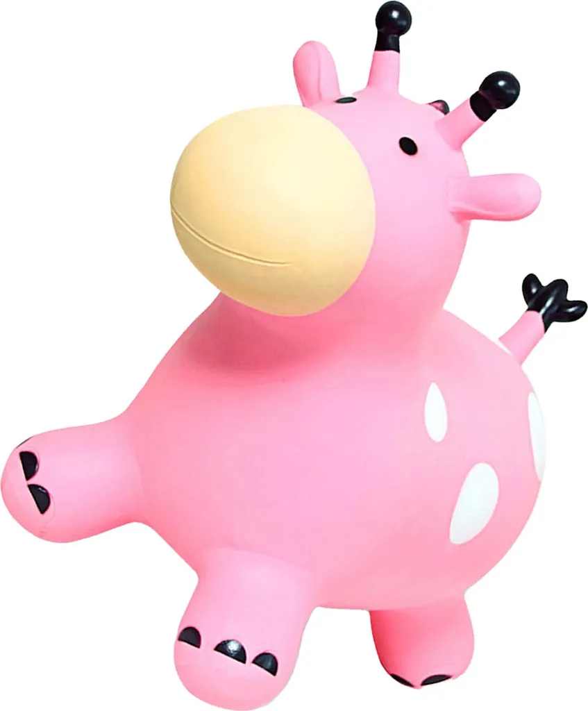 Cheval sauteur gonflable veau rose pour enfant, jouet d'éveil robuste