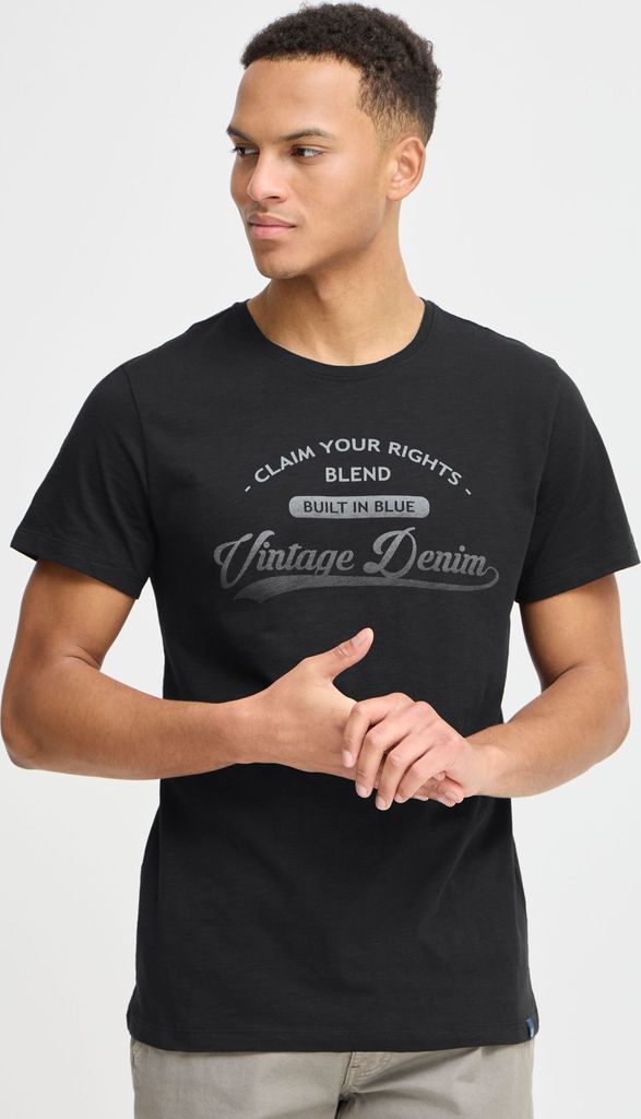 BLEND BHPillo Herren T-Shirt Kurzarm Shirt mit Print Rundhals-Ausschnitt Baumwollmischung Regular fit