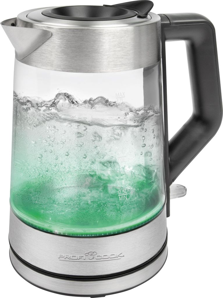 ProfiCook Glas-Wasserkocher PC-WKS 1190 G edelstahl/schwarz