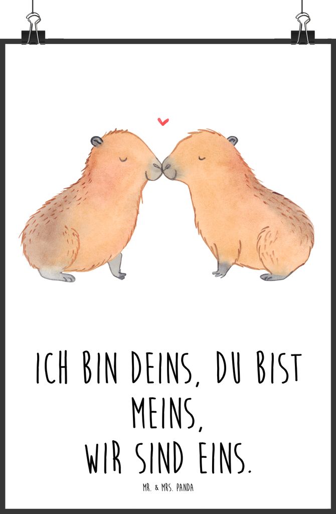 Mr. & Mrs. Panda Bild Capybara Liebe DIN A1 - Weiß - Geschenk, Geschenkidee, Liebesspruch, wanddeko, drucke, Plakat, Paar, Valentinstag, Wandbild,...