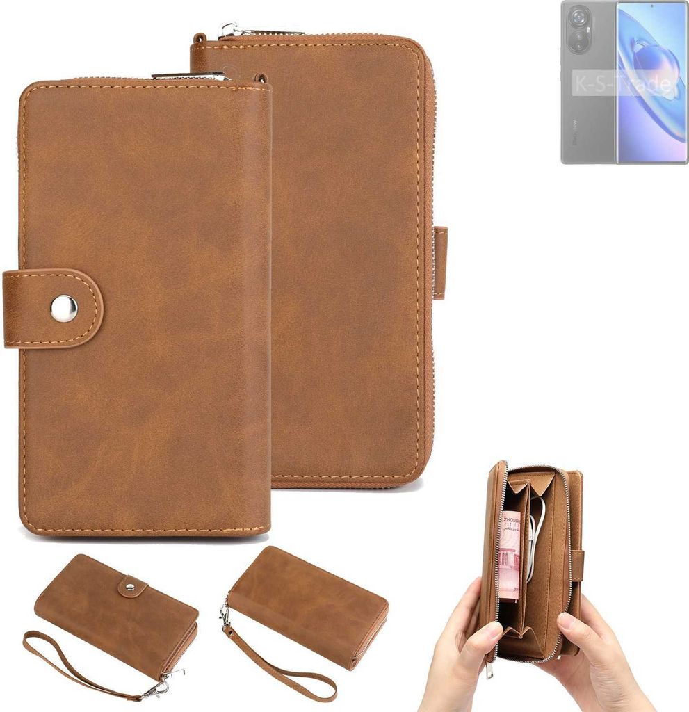 K-S-Trade Handyhülle Schutzhülle kompatibel mit Blackview A2000 Pro & Portemonnee Tasche Handytasche Case Etui Geldbörse Wallet braun (1x)