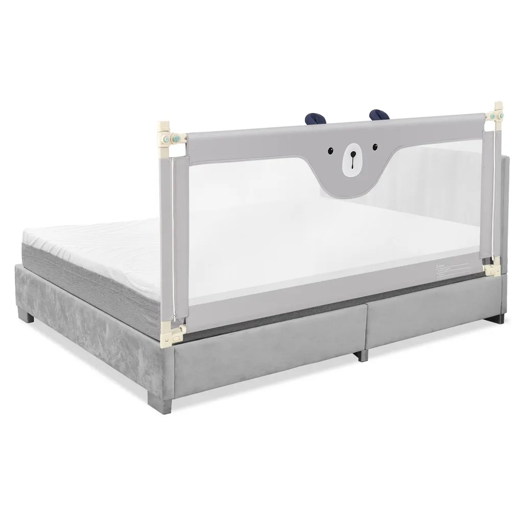 COSTWAY Barrière de Lit 175cm Sécurisée avec 24 Niveaux de Hauteur
