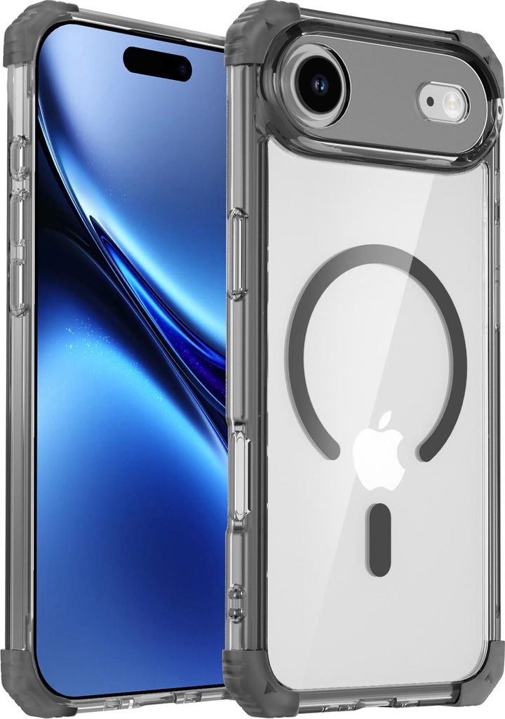 Magnetisch Hülle für iPhone Air Kompatibel mit Magsafe Stoßfest Militärschutz Transparente Handyhülle Schwarz