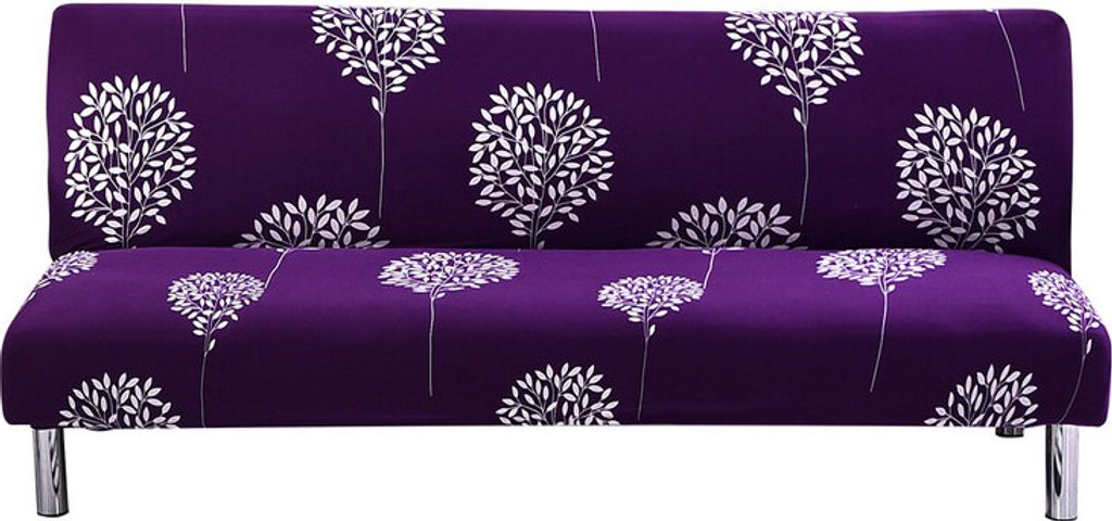 Futon Schonbezug Armlose Sofabezug Stretch Schlafsofa Schonbezug Protector Elastic (1, Lila Floral)