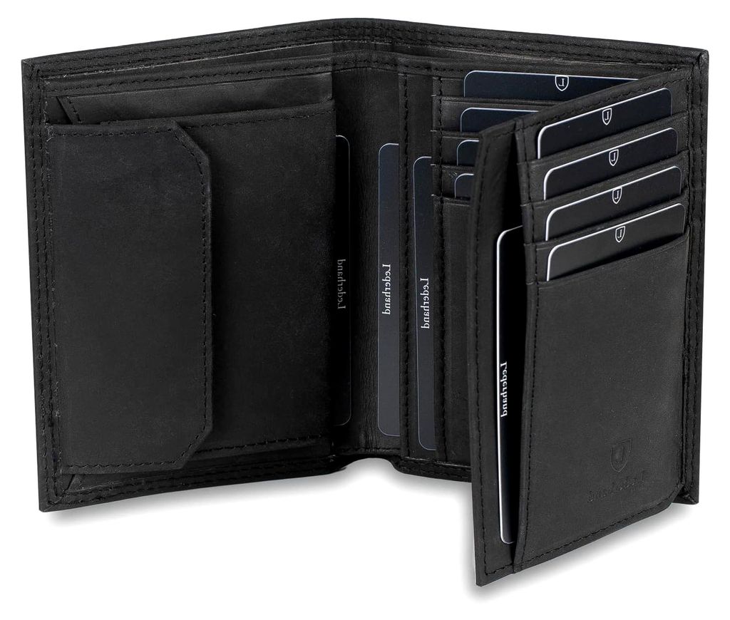 iClassy Hochformat - Handgefertigte Geldbörse aus echtem Leder mit Münzfach und Platz für 13 Karten + 1 Sichtfach mit RFID NFC Schutz - Geschenk...
