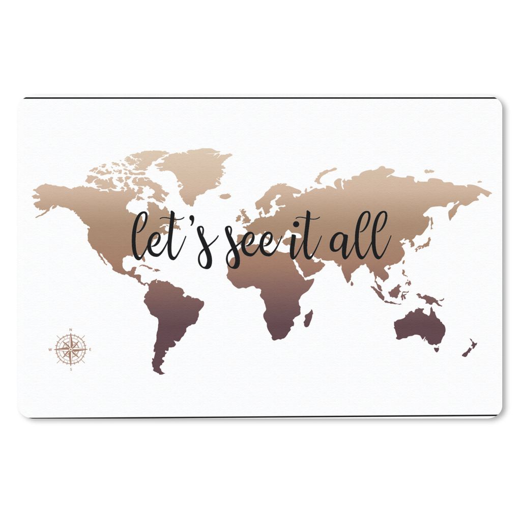 MuchoWow Mauspad Mousepad Weltkarte - Braun - Kompass 27x18 cm - Mousepads - Maus Mat - Pad - Mausunterlage - Büroartikel - Desk Matten