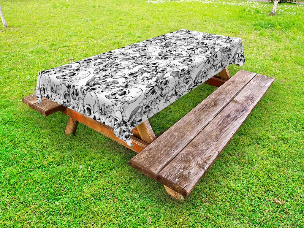 Tovaglia Messicana 145x210cm Bianco e Nero - ABAKUHAUS Outdoor
